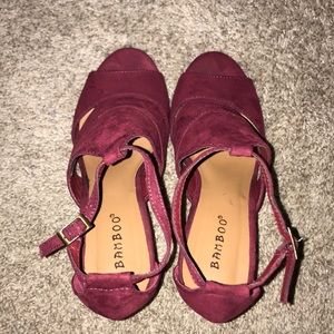 Burgundy velvet heels